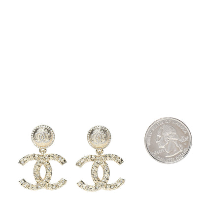 Chanel Crystal CC Drop Earrings Gold 2 of 5