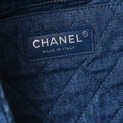 Chanel Denim Printed Shopping Bag Blue 7 of 13