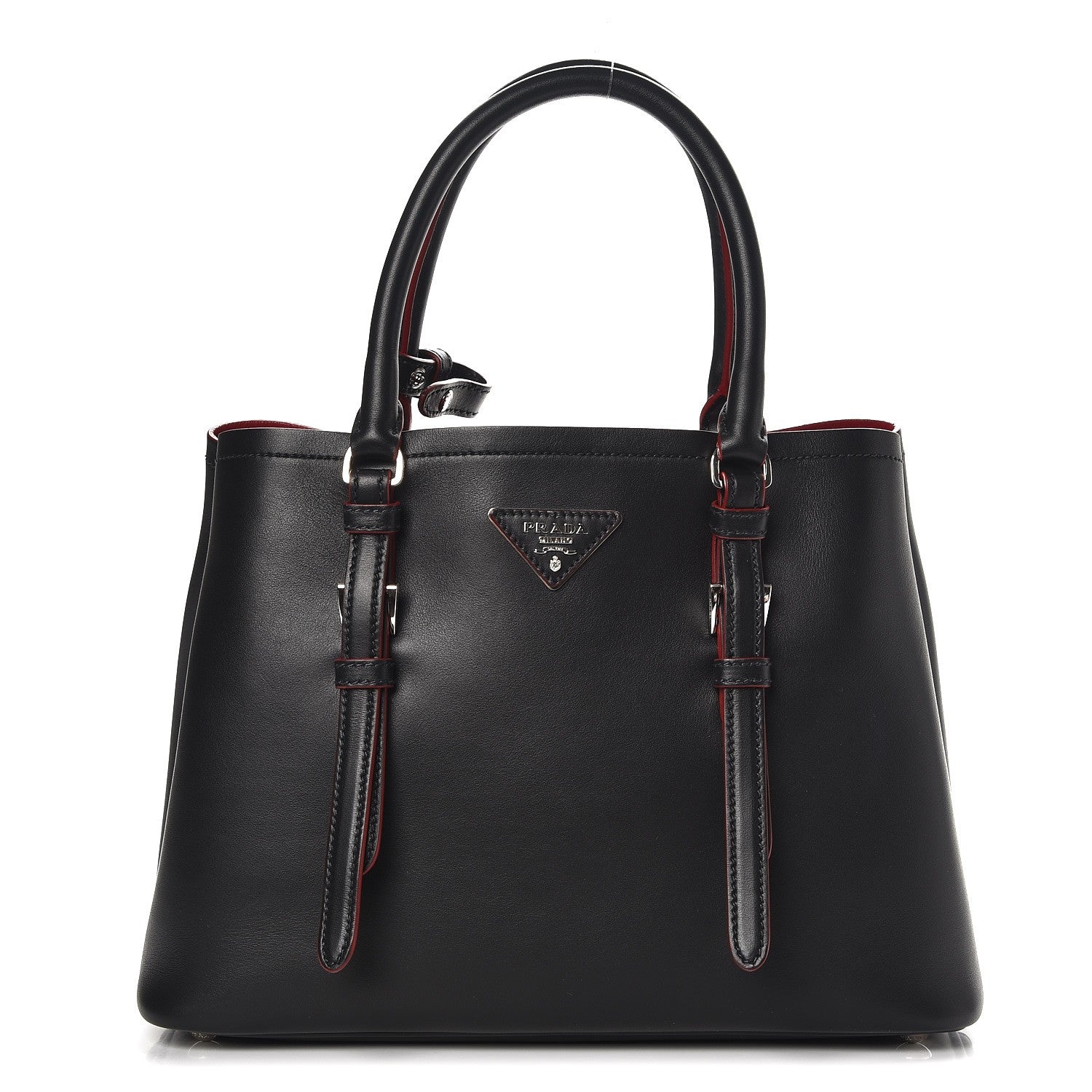 Prada City Calf Small Double Handle Tote Black 1 of 8