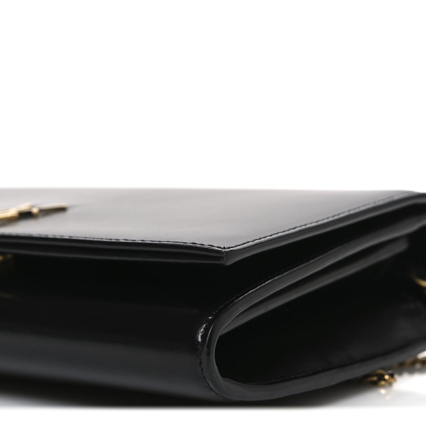 Glossy Calfskin Monogram Chain Wallet Black