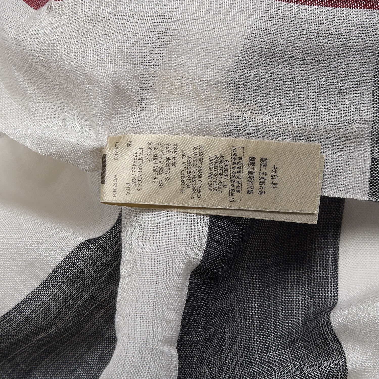 Burberry Linen Silk Giant Check Lightweight Scarf Ivory 6 of 7