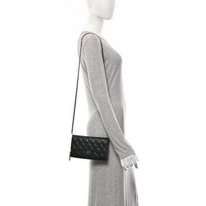 Chanel Caviar Quilted Phone Holder Wallet on Removable Chain Black 2 of 12