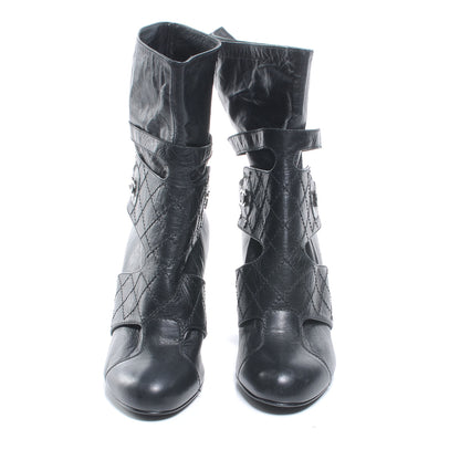 Chanel Quilted Leather Ankle CC Boots 39 Black 2 of 6