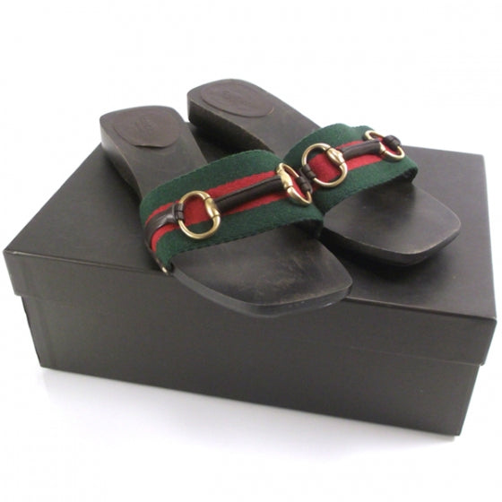 Gucci Black Stripe Wooden Slide Sandals 9 4 of 8