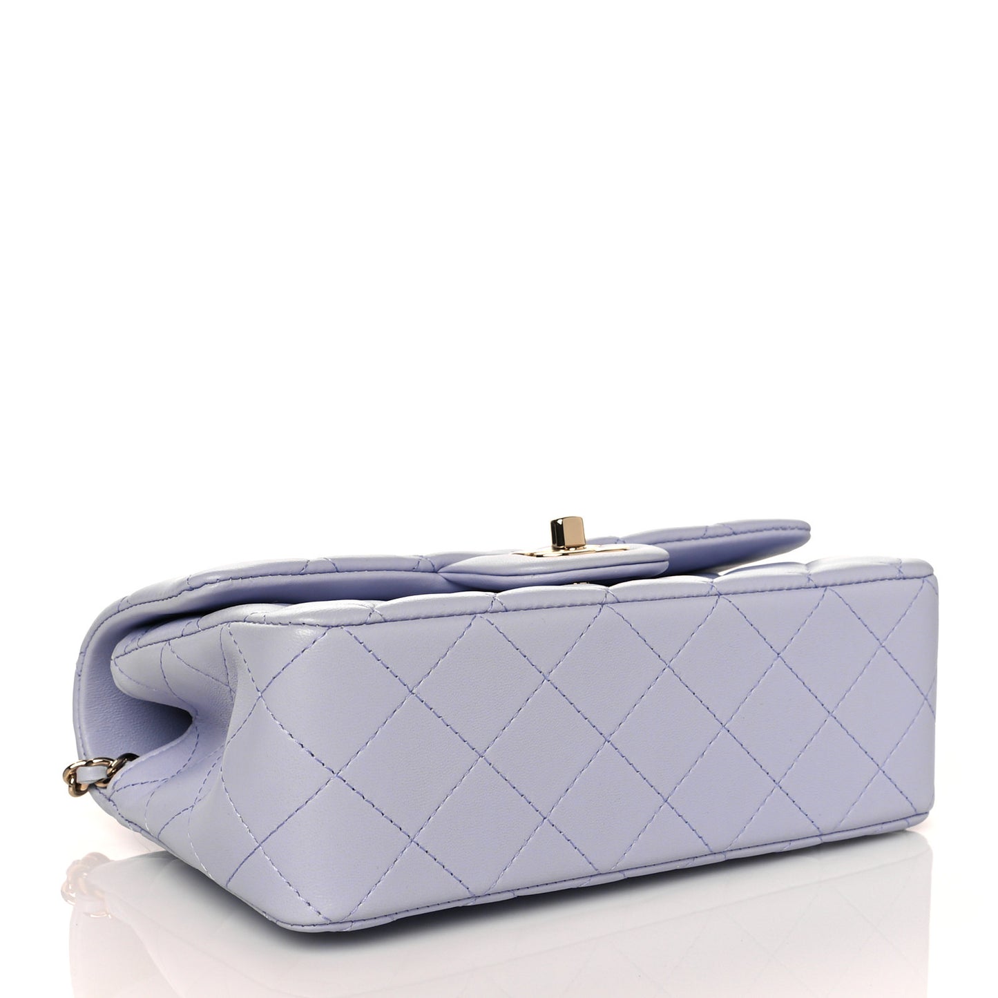 Lambskin Quilted Mini Top Handle Rectangular Flap Light Purple