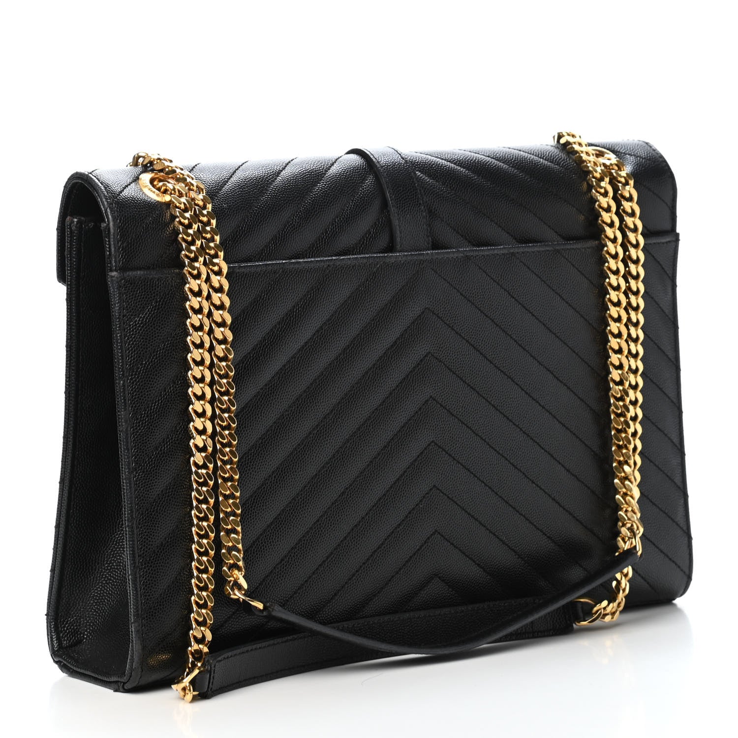 Saint Laurent Grain De Poudre Matelasse Chevron Large Monogram Satchel Black 2 of 4