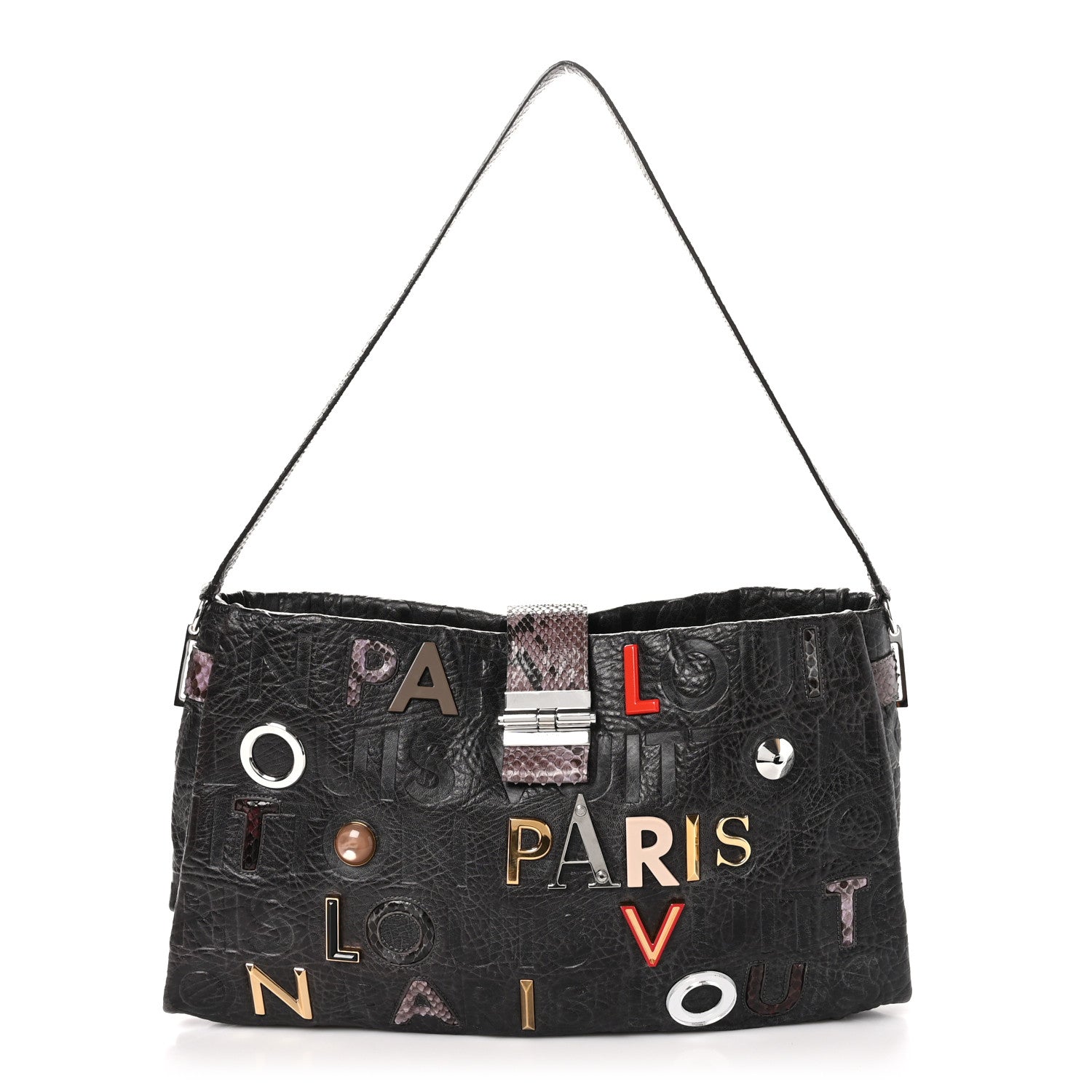 Louis Vuitton Snakeskin Lambskin Monogram Collage Lutece Grey 1 of 11
