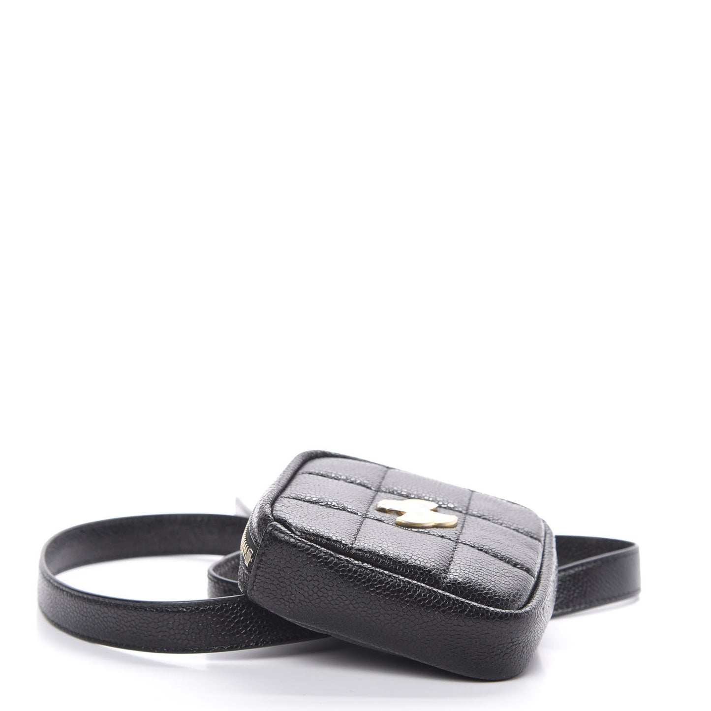 Caviar Quilted Coin Purse Belt Bag Black