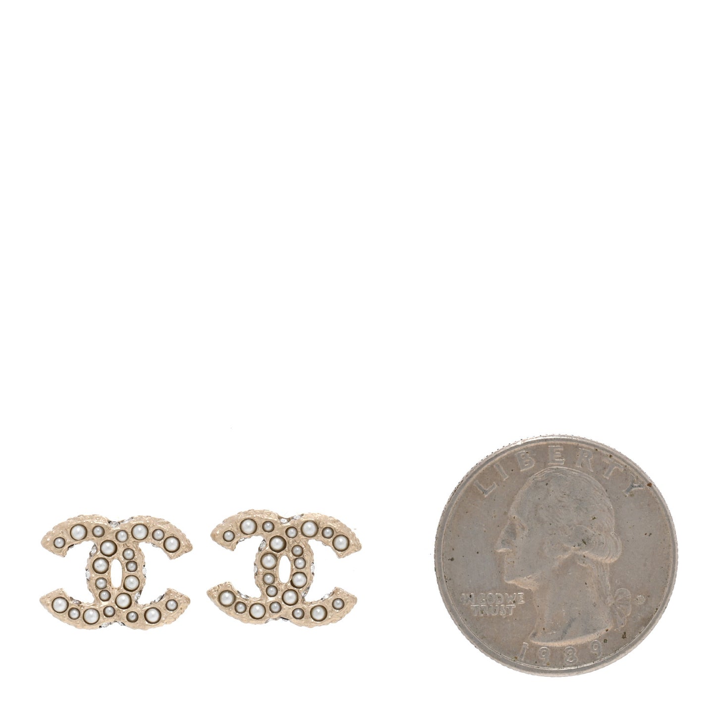 Metal Graduated Pearl Crystal CC Earrings Light Gold