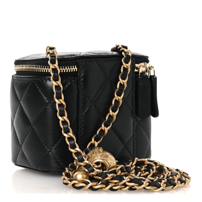 Chanel Lambskin Quilted Mini Pearl Crush Vanity Case With Chain Black 3 of 11