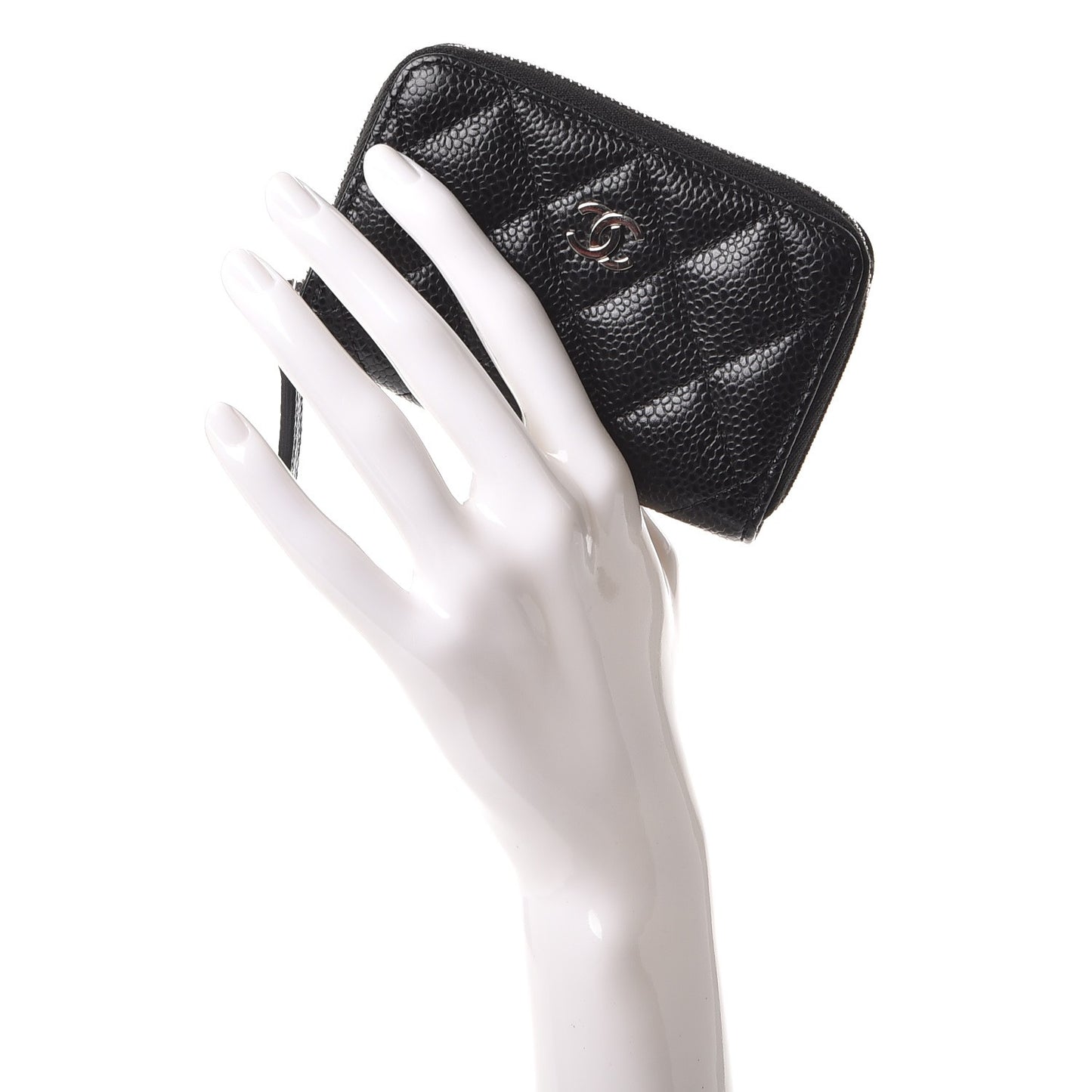 Caviar Quilted Zip Coin Purse Black