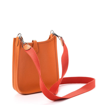 Hermes Taurillon Clemence Amazone Evelyne TPM Orange Peony 3 of 8