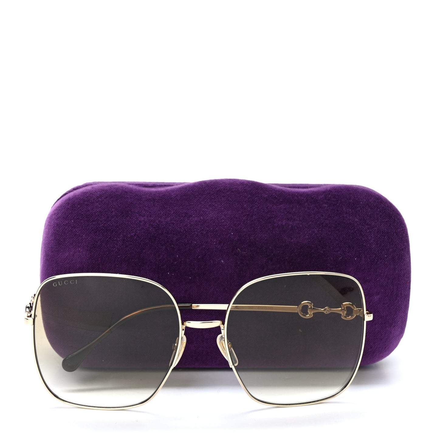 Metal Horsebit Square Sunglasses GG0879S Gold