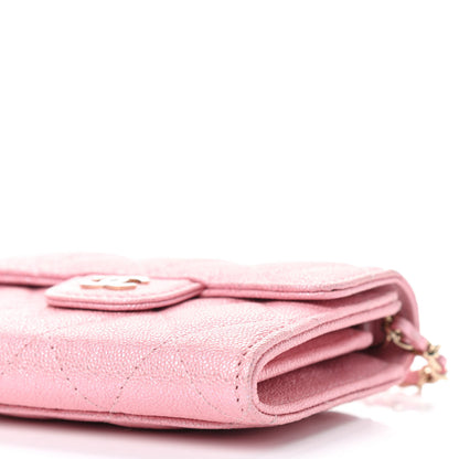 Chanel Iridescent Caviar Quilted Flap Card Holder On Chain Pink 7 of 10