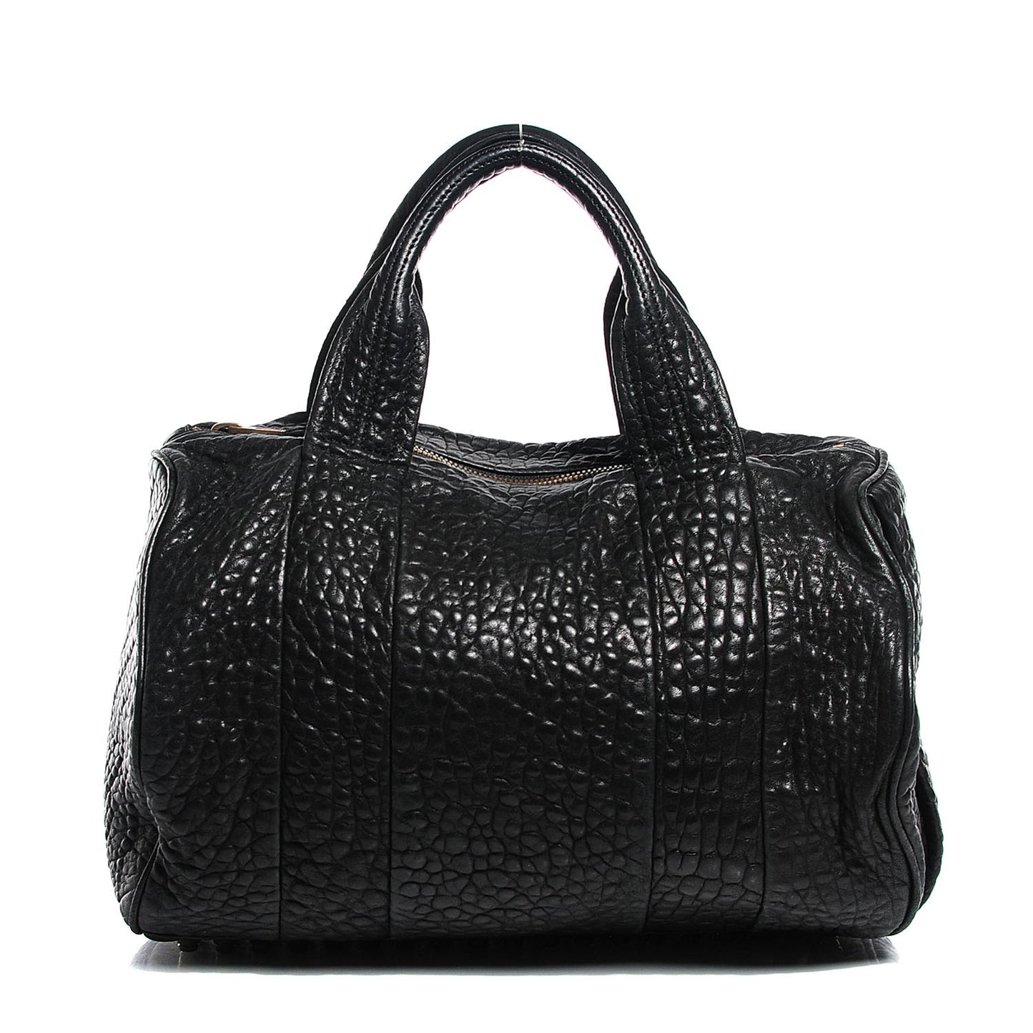 Pebbled Lambskin Rocco Black Antique Brass Hardware