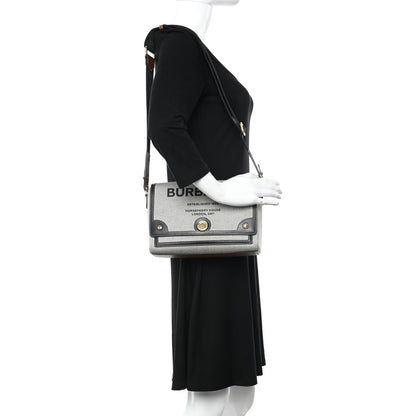 Burberry Canvas Horseferry Print Note Crossbody Bag Grey Black 2 of 13