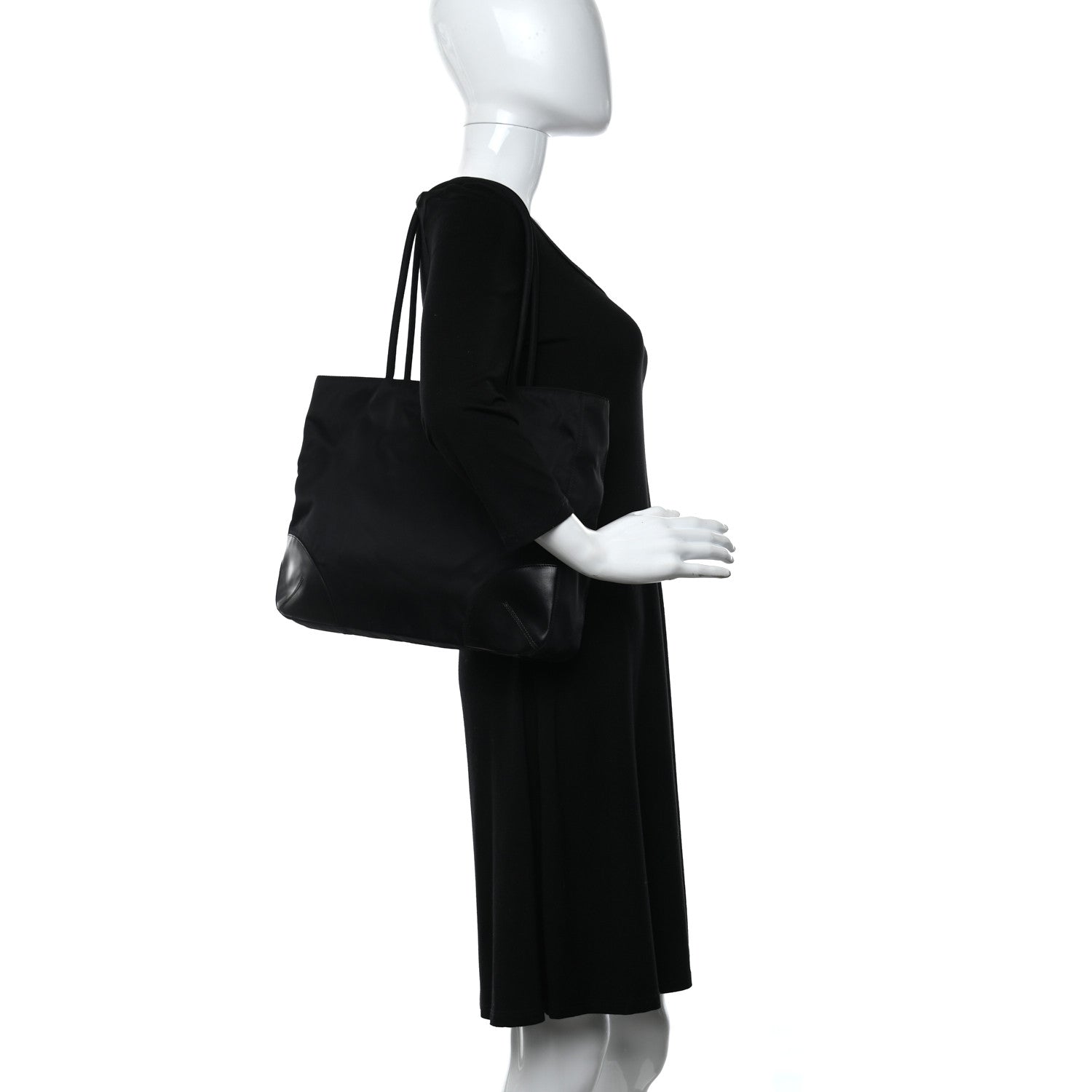 Prada Calfskin Tessuto Nylon Easy Shoulder Bag Black 2 of 11