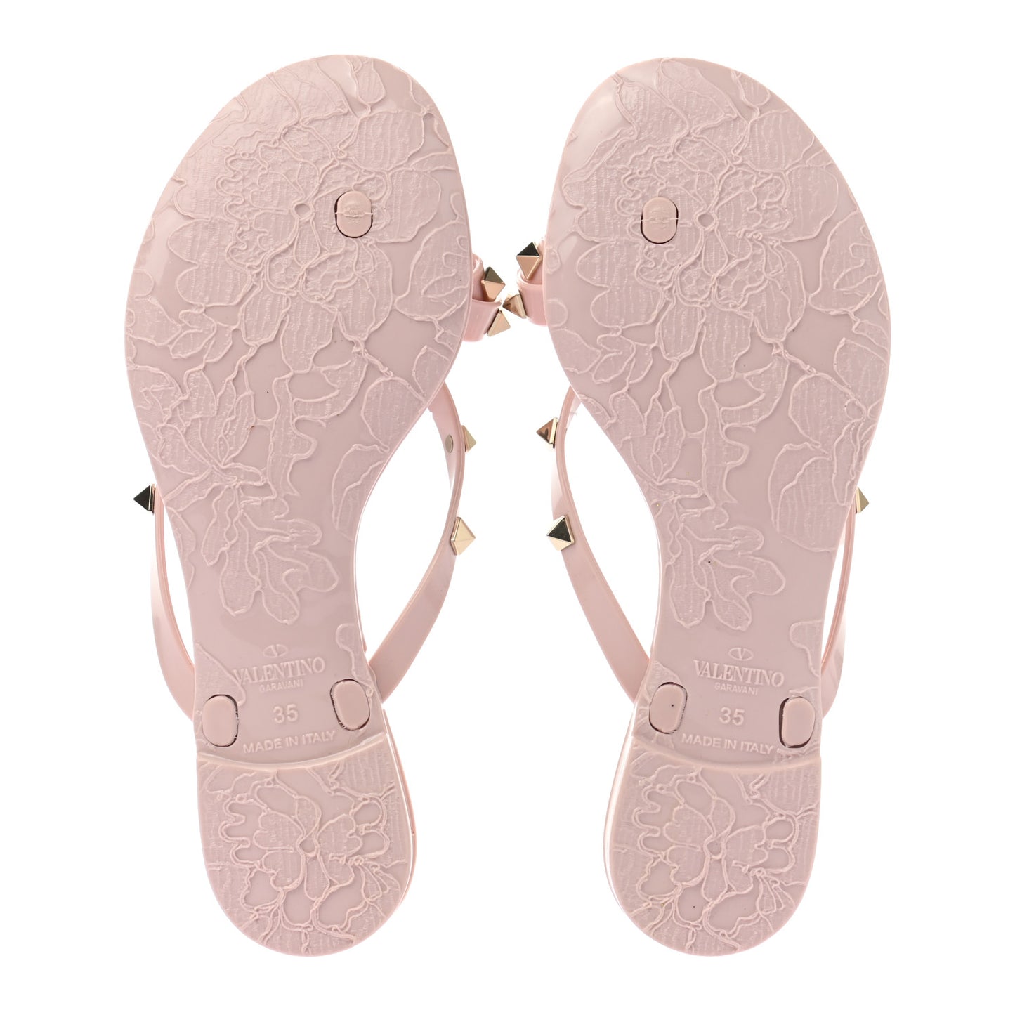 PVC Jelly Rockstud Bow Thong Sandals 35 Water Rose