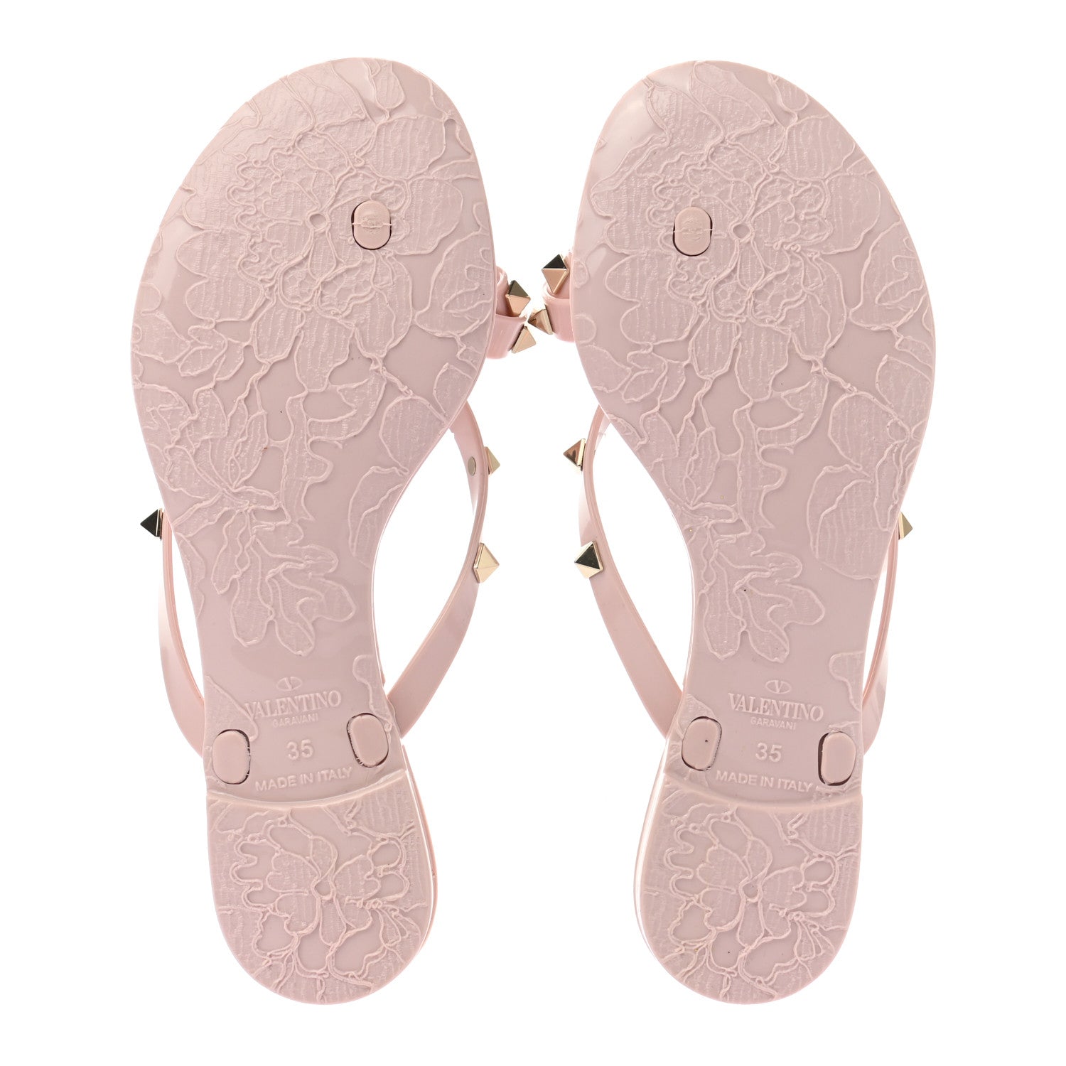 Valentino Garavani PVC Jelly Rockstud Bow Thong Sandals 35 Water Rose 5 of 7