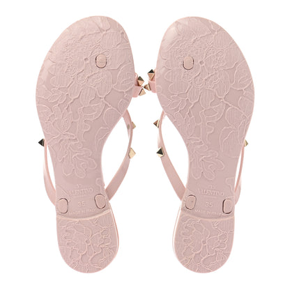 Valentino Garavani PVC Jelly Rockstud Bow Thong Sandals 35 Water Rose 5 of 7