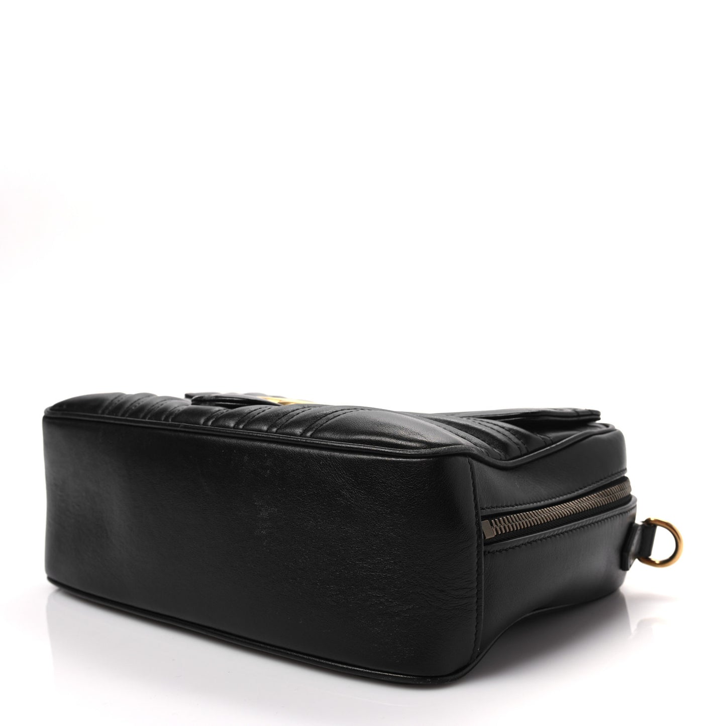 Calfskin Matelasse Sylvie Web Small GG Marmont Top Handle Shoulder Bag Black