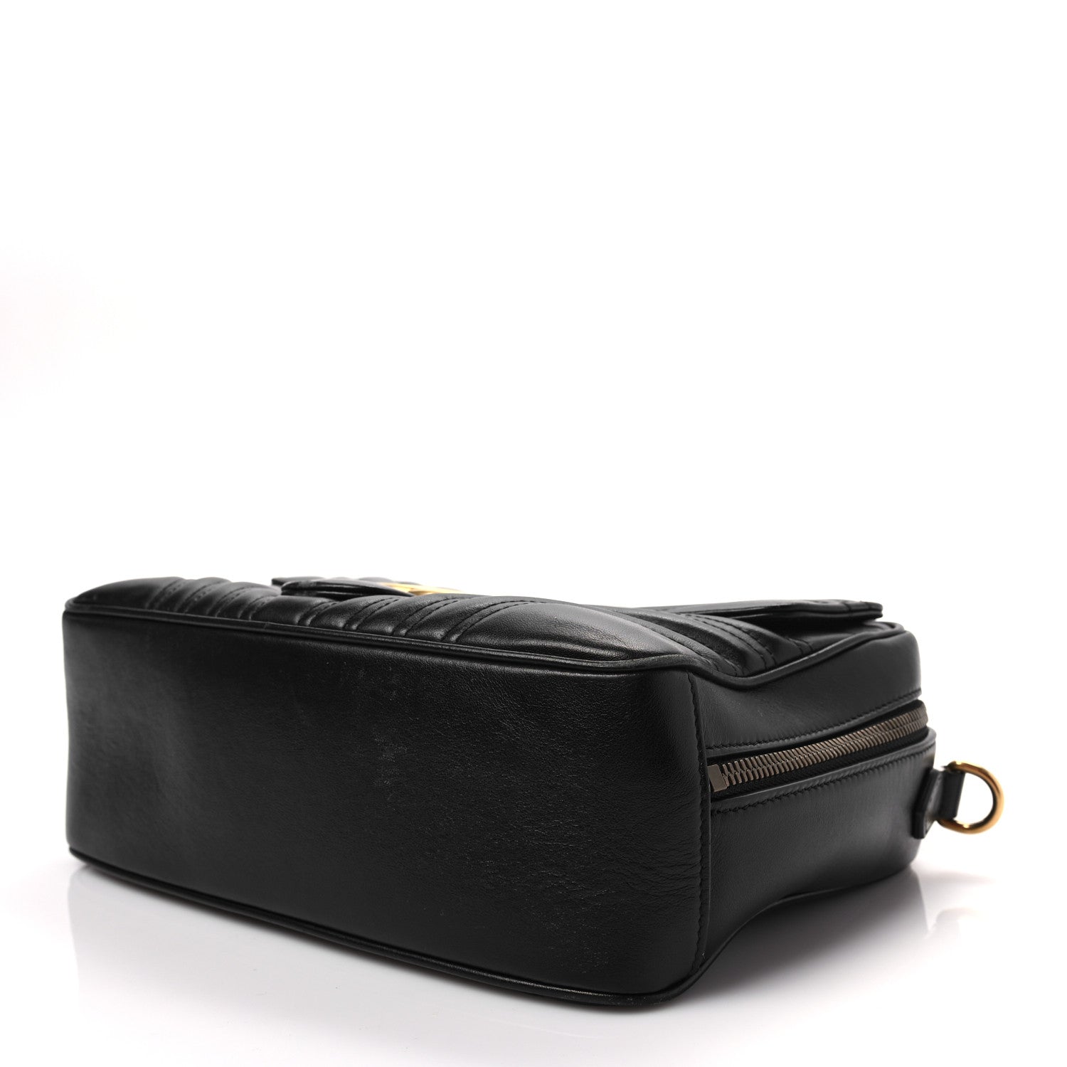 Gucci Calfskin Matelasse Sylvie Web Small GG Marmont Top Handle Shoulder Bag Black 8 of 10