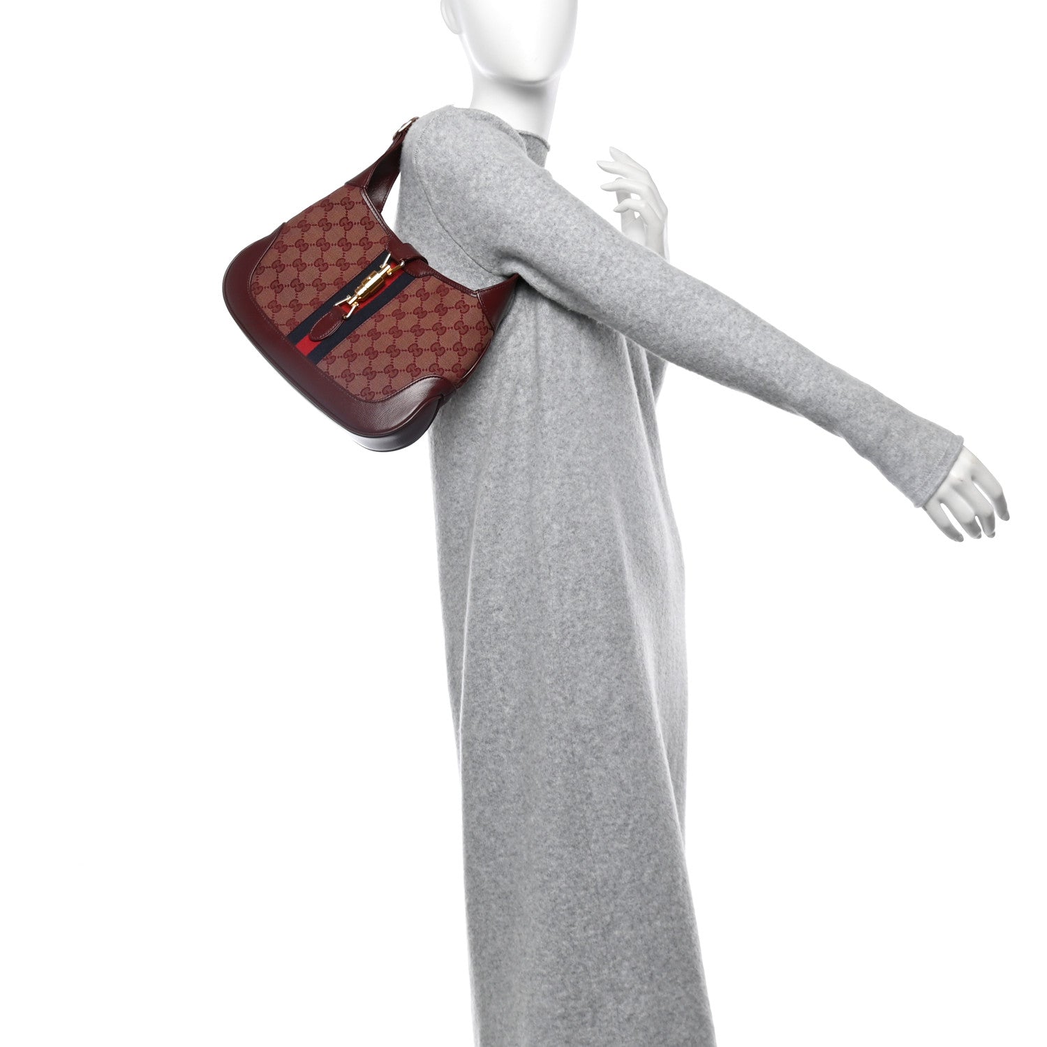 Gucci Monogram Azalea Calfskin Web Small Jackie 1961 Hobo Sahara Rubino Chardonnay 2 of 10