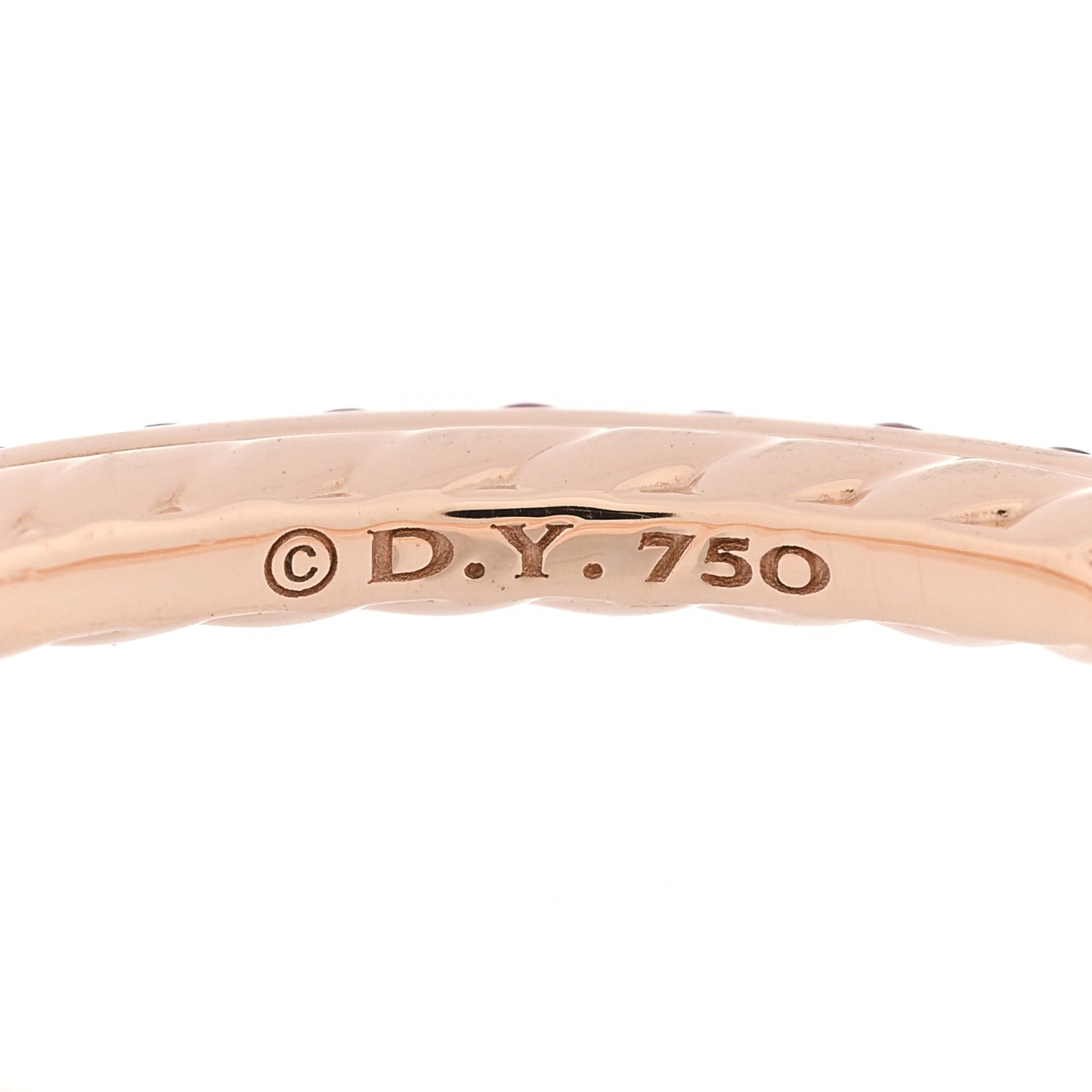 18K Rose Gold Pink Sapphire 2mm Pave Cable Collectibles Stack Ring 55 7.25