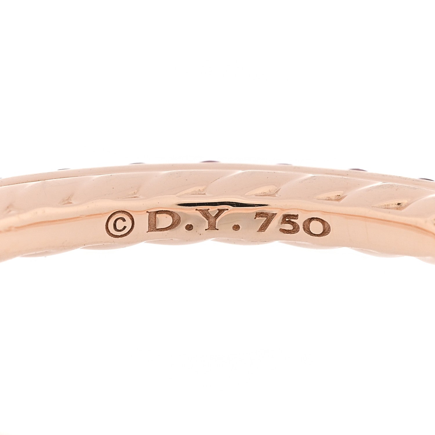 David Yurman 18K Rose Gold Pink Sapphire 2mm Pave Cable Collectibles Stack Ring 55 7.25 4 of 4