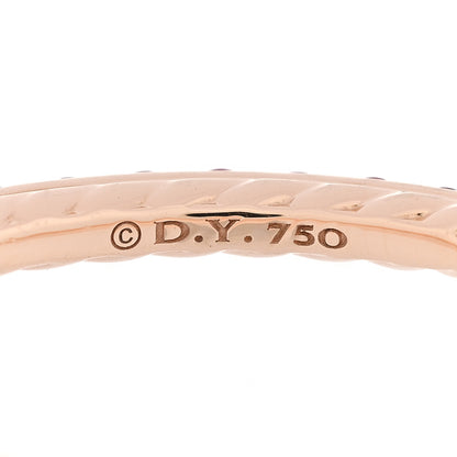 David Yurman 18K Rose Gold Pink Sapphire 2mm Pave Cable Collectibles Stack Ring 55 7.25 4 of 4