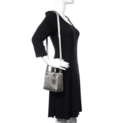 Christian Dior Satin Crystal Cannage Mini Lady Dior Gray 3 of 11