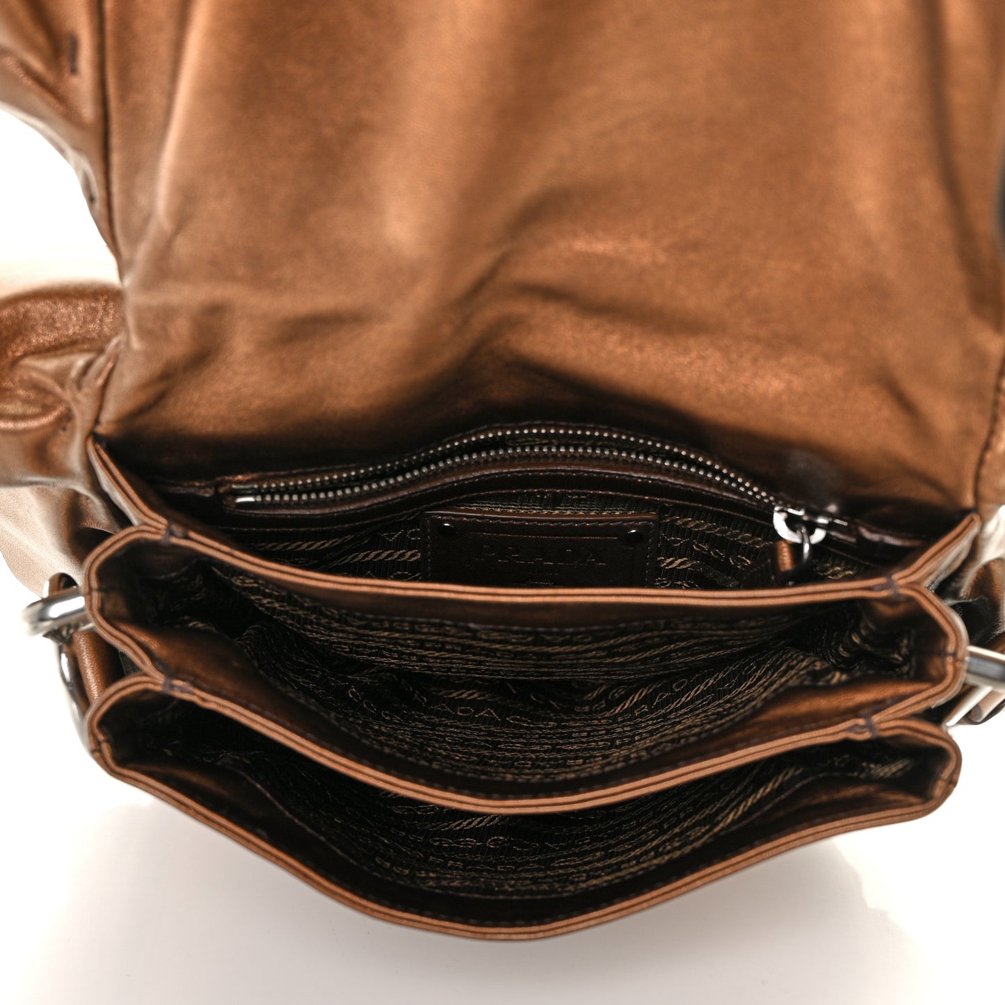 Metallic Nappa Ruffle Shoulder Bag Rovere Mordore