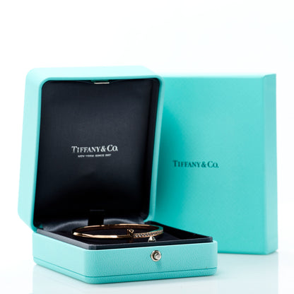 Tiffany 18K Rose Gold Diamond Narrow T1 Hinged Bangle Bracelet 5 of 5