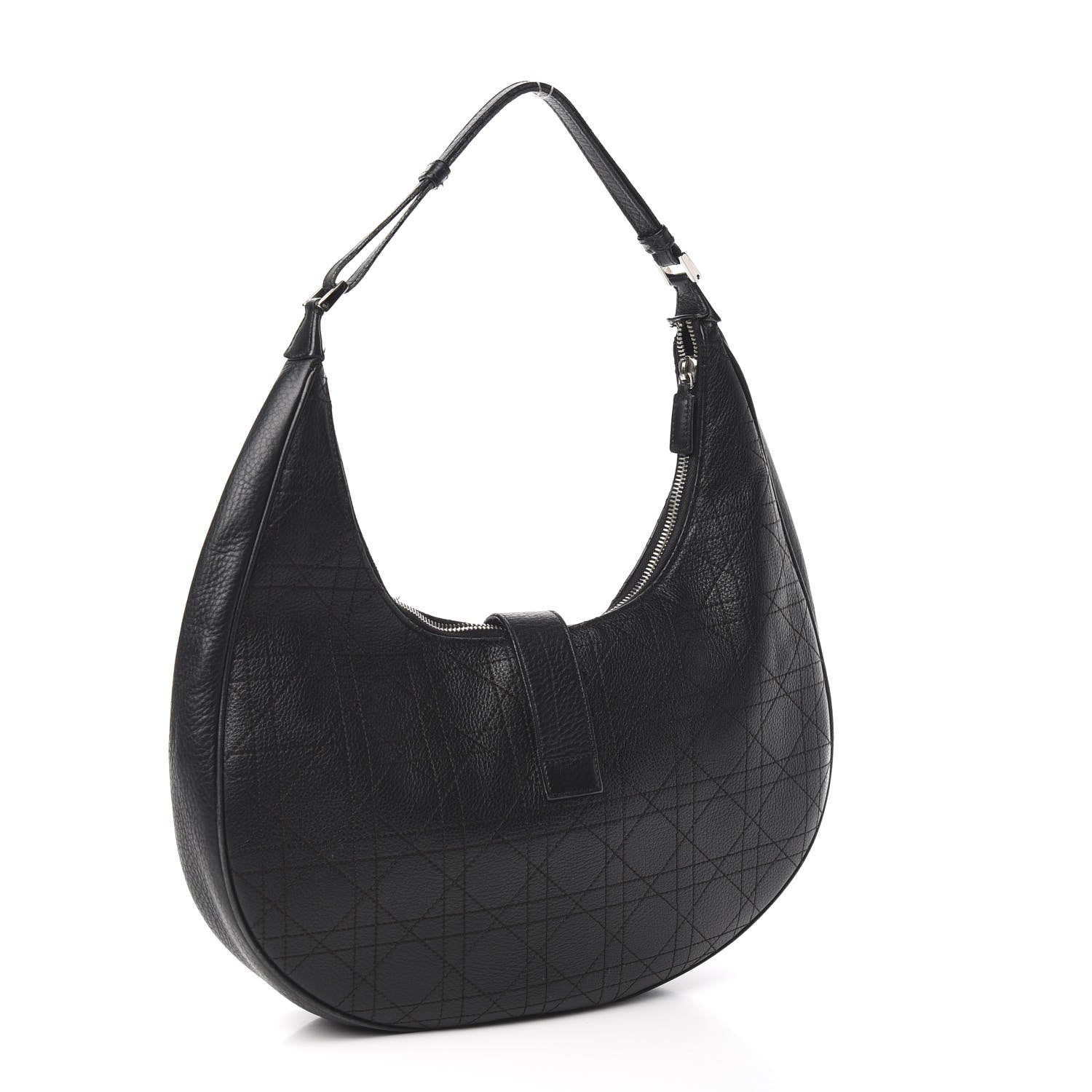 Christian Dior Grained Calfskin Cannage Hobo Black 6 of 14