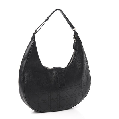 Christian Dior Grained Calfskin Cannage Hobo Black 6 of 14