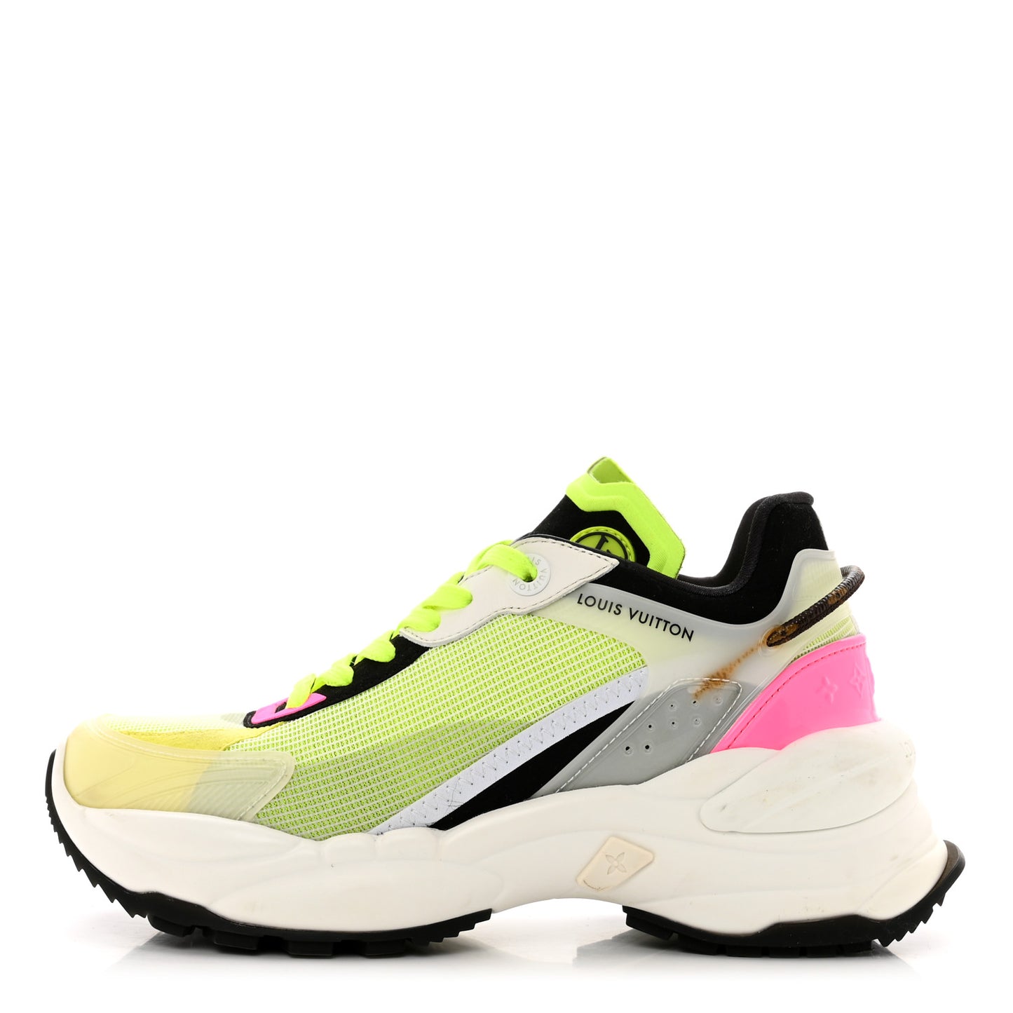 Monogram Calfskin Run 55 Sneakers 36 Pink White Yellow