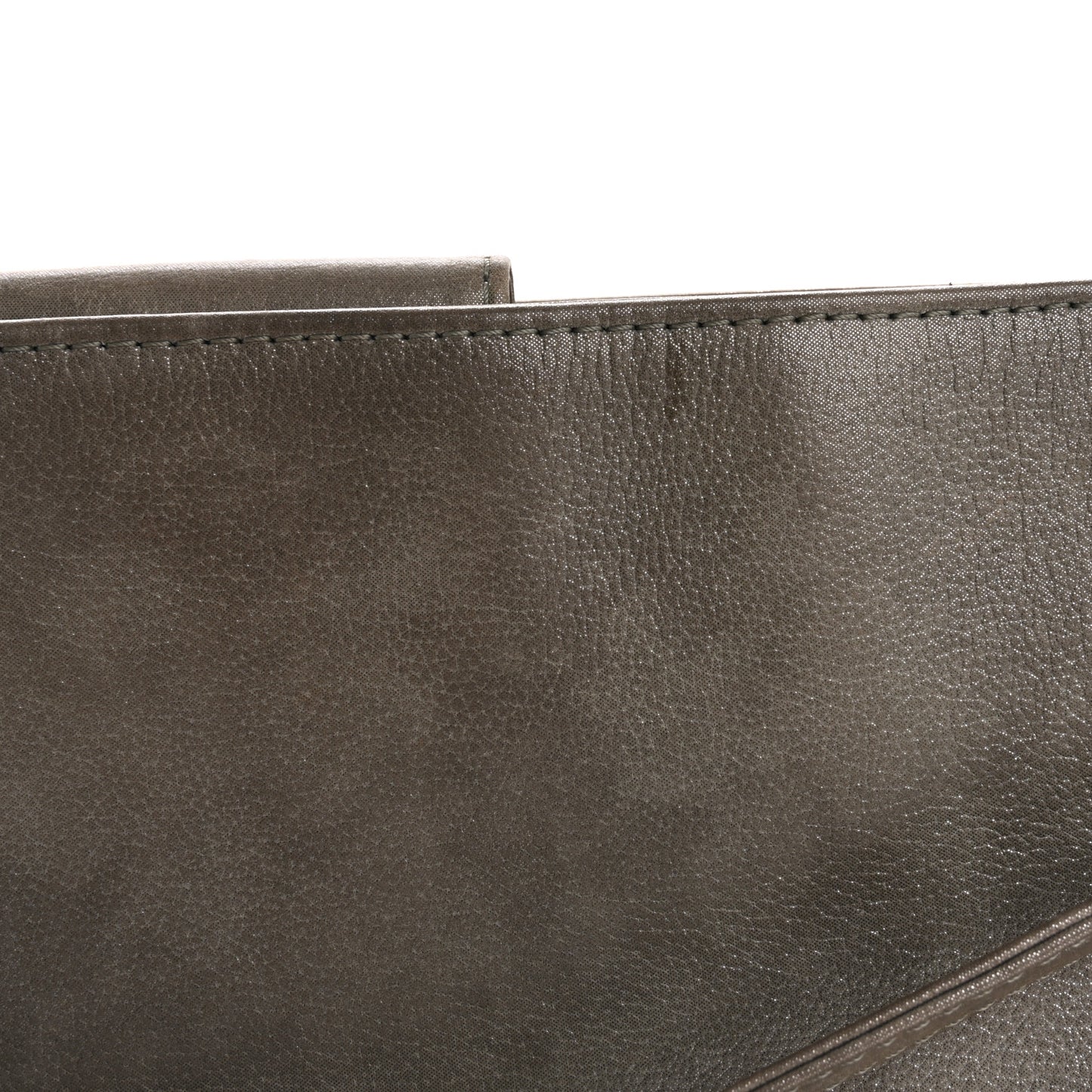 Iridescent Calfskin CC East West Shopping Tote Light Grey