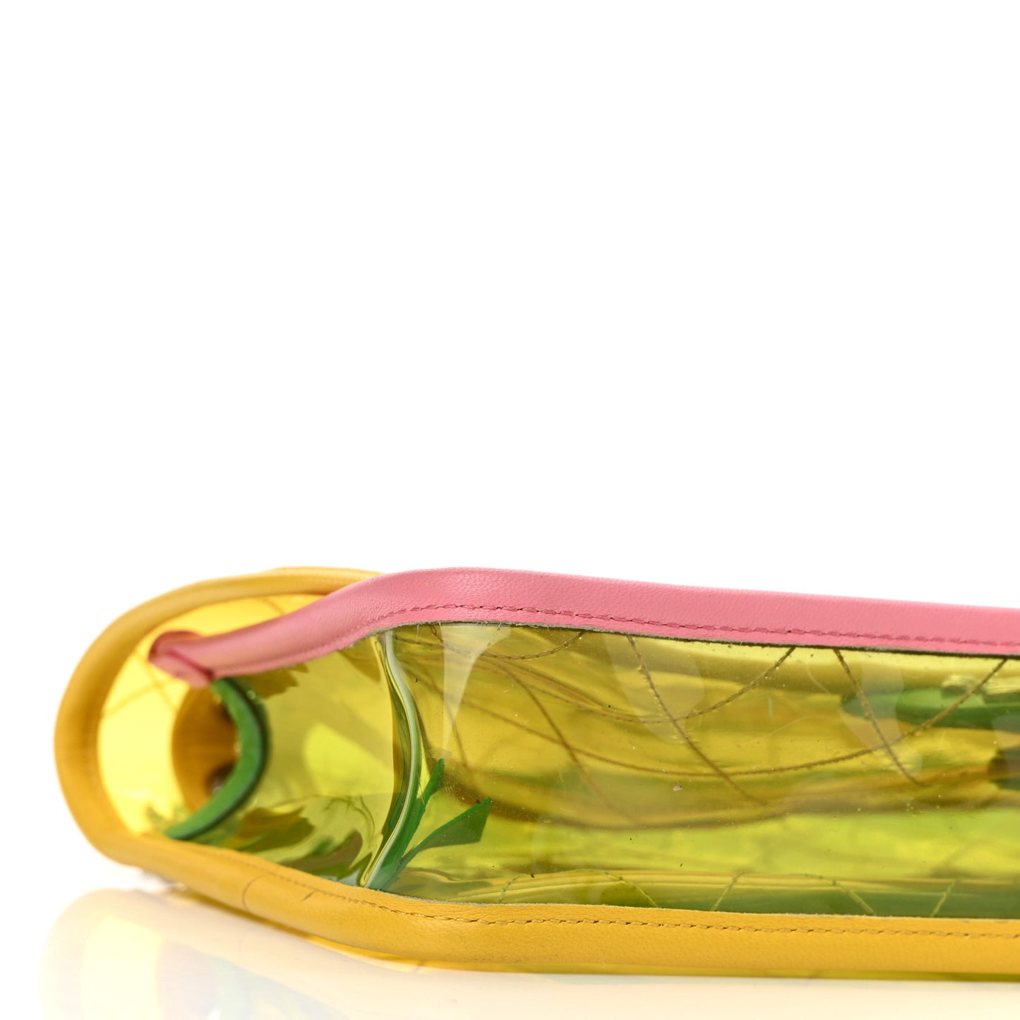 PVC Lambskin Stitched Medium Coco Splash Flap Yellow Green Pink