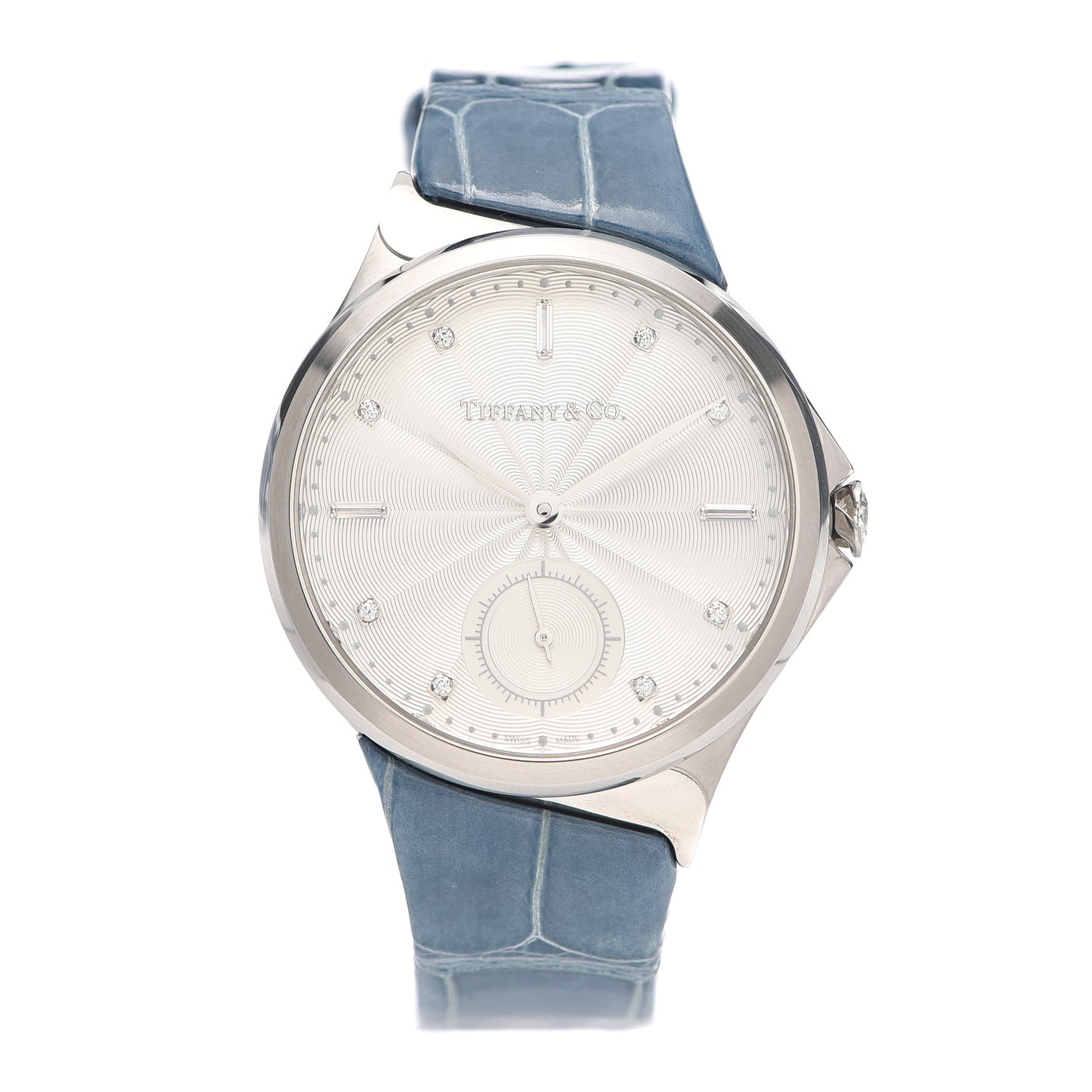 Stainless Steel Alligator Diamond 34mm Metro 3-Hand Quartz Watch
