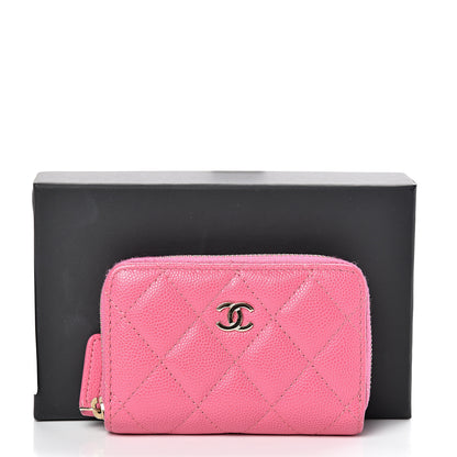 Chanel Iridescent Caviar Quilted Zip Card Holder Pink 7 of 7