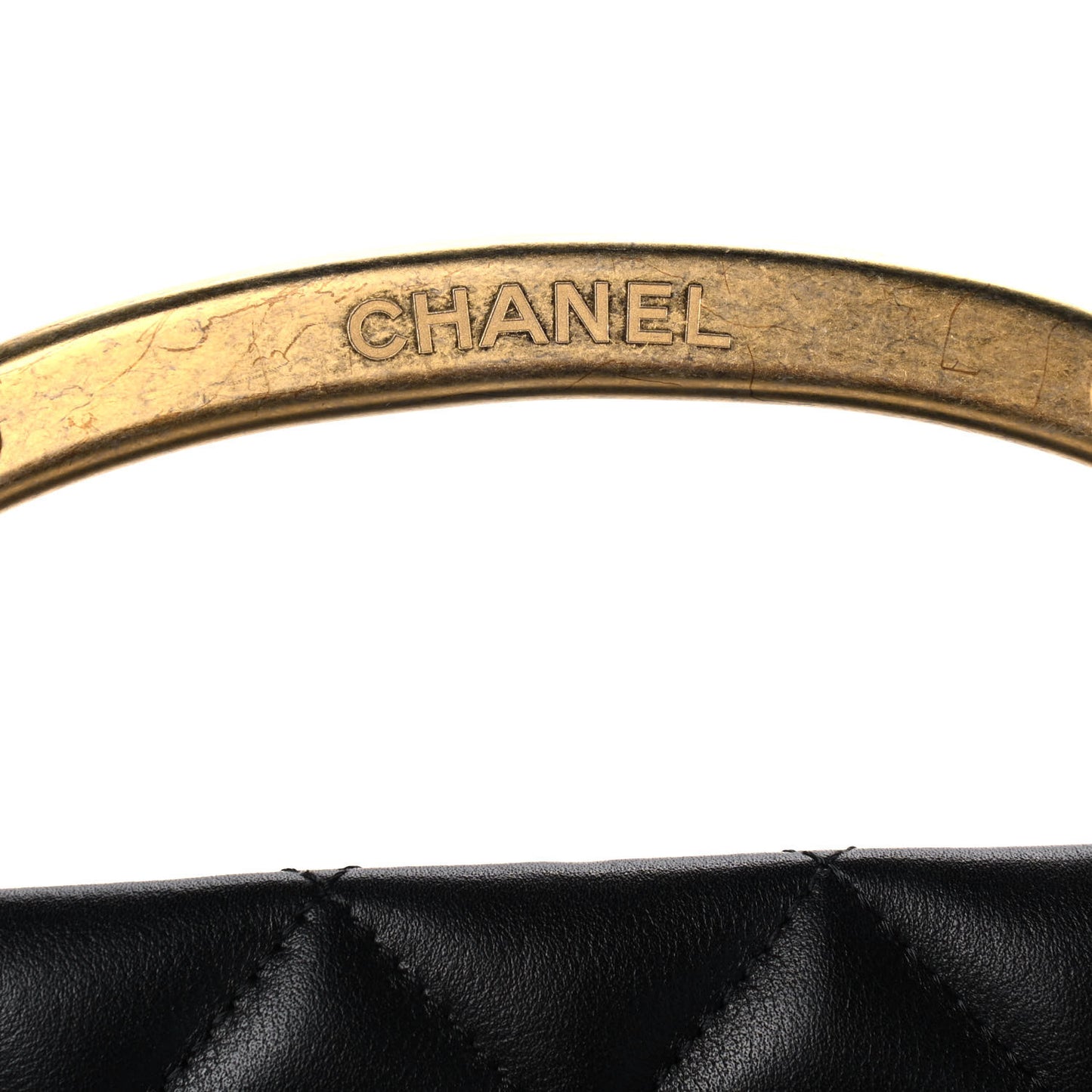 Calfskin Quilted Small Lady Handle Clutch With Chain Black