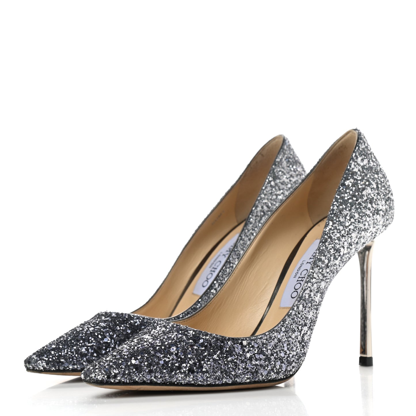 Coarse Glitter Degrade Pointy Toe Romy 100 Pumps 37.5 Navy Silver
