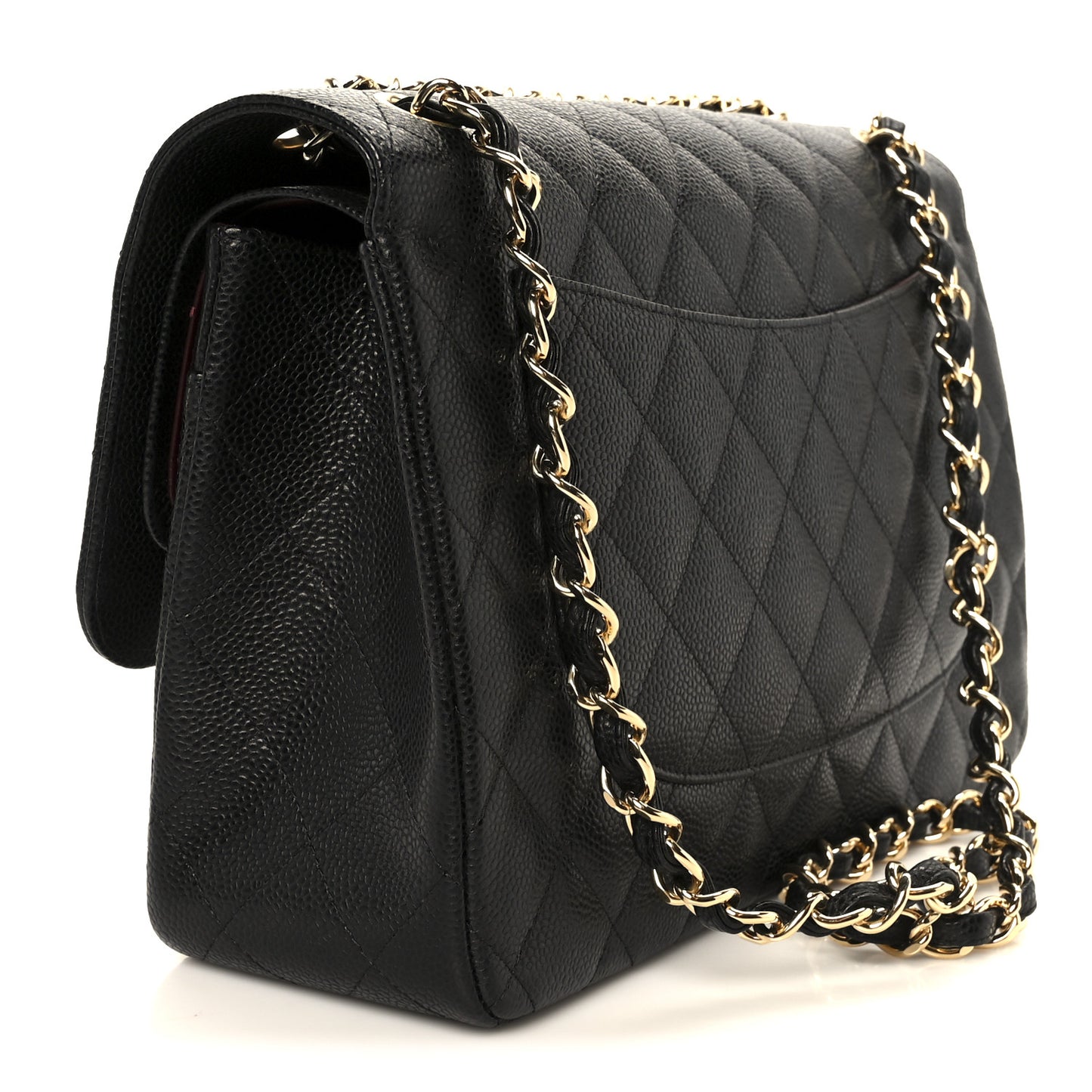 Caviar Quilted Jumbo Double Flap Black