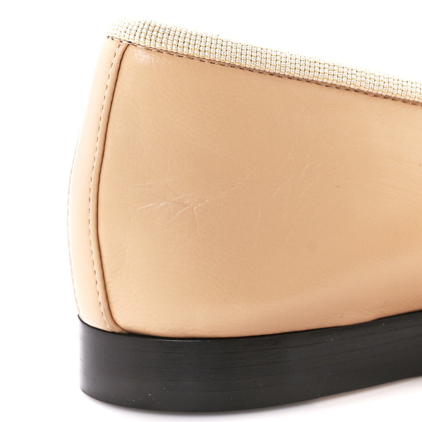 Lambskin Cap Toe CC Ballerina Flats 36 Beige Black