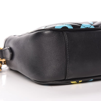 Gucci Calfskin Matelasse GucciGhost Medium GG Marmont Chain Shoulder Bag Black New Acquamarine 10 of 14