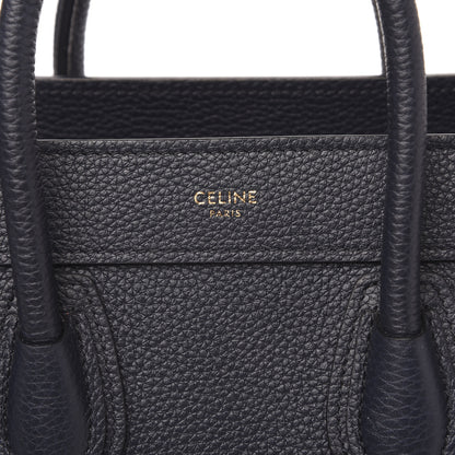 Celine Drummed Calfskin Nano Luggage Navy Blue 8 of 10