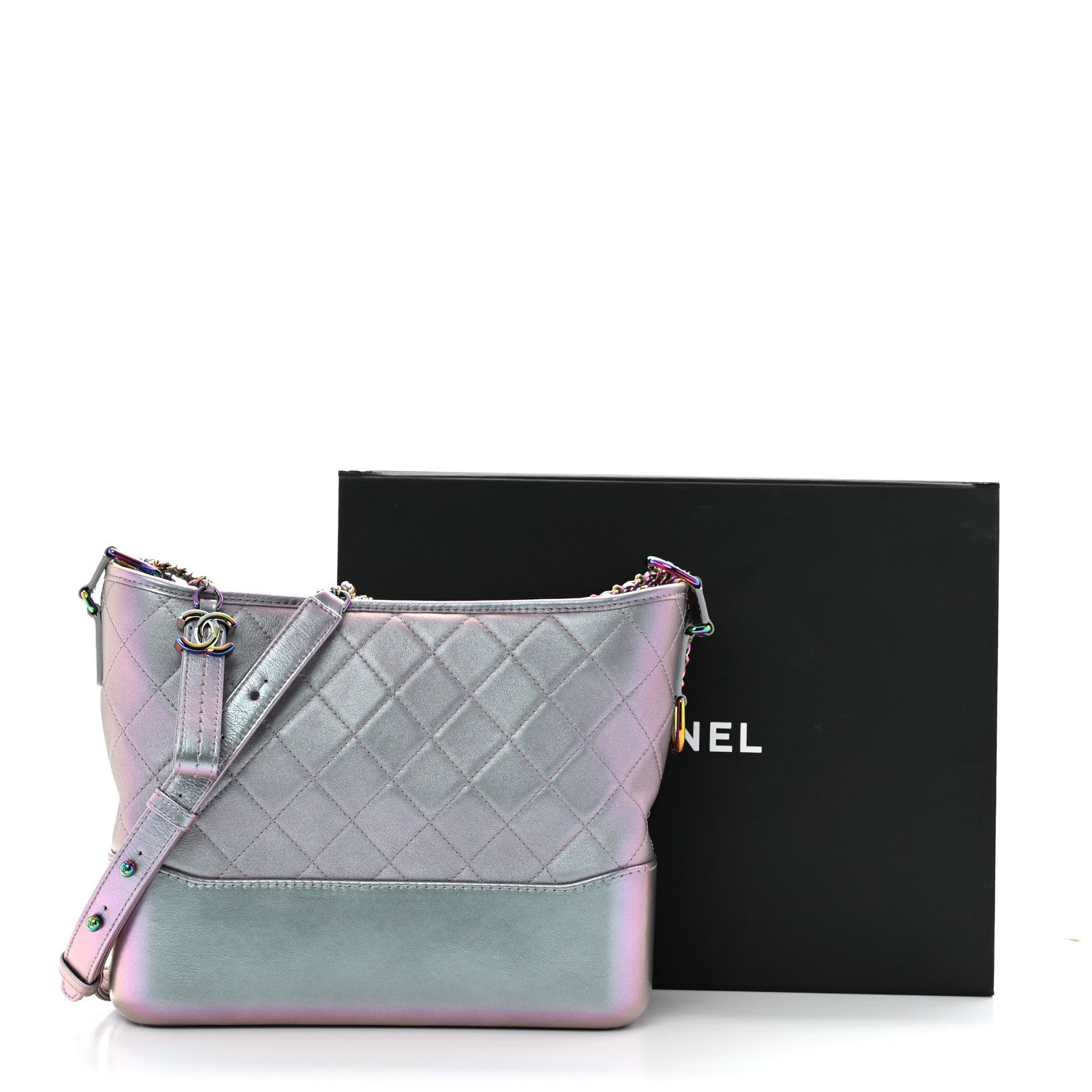 Chanel Iridescent Lambskin Calfskin Quilted Medium Gabrielle Hobo Light Purple 11 of 11