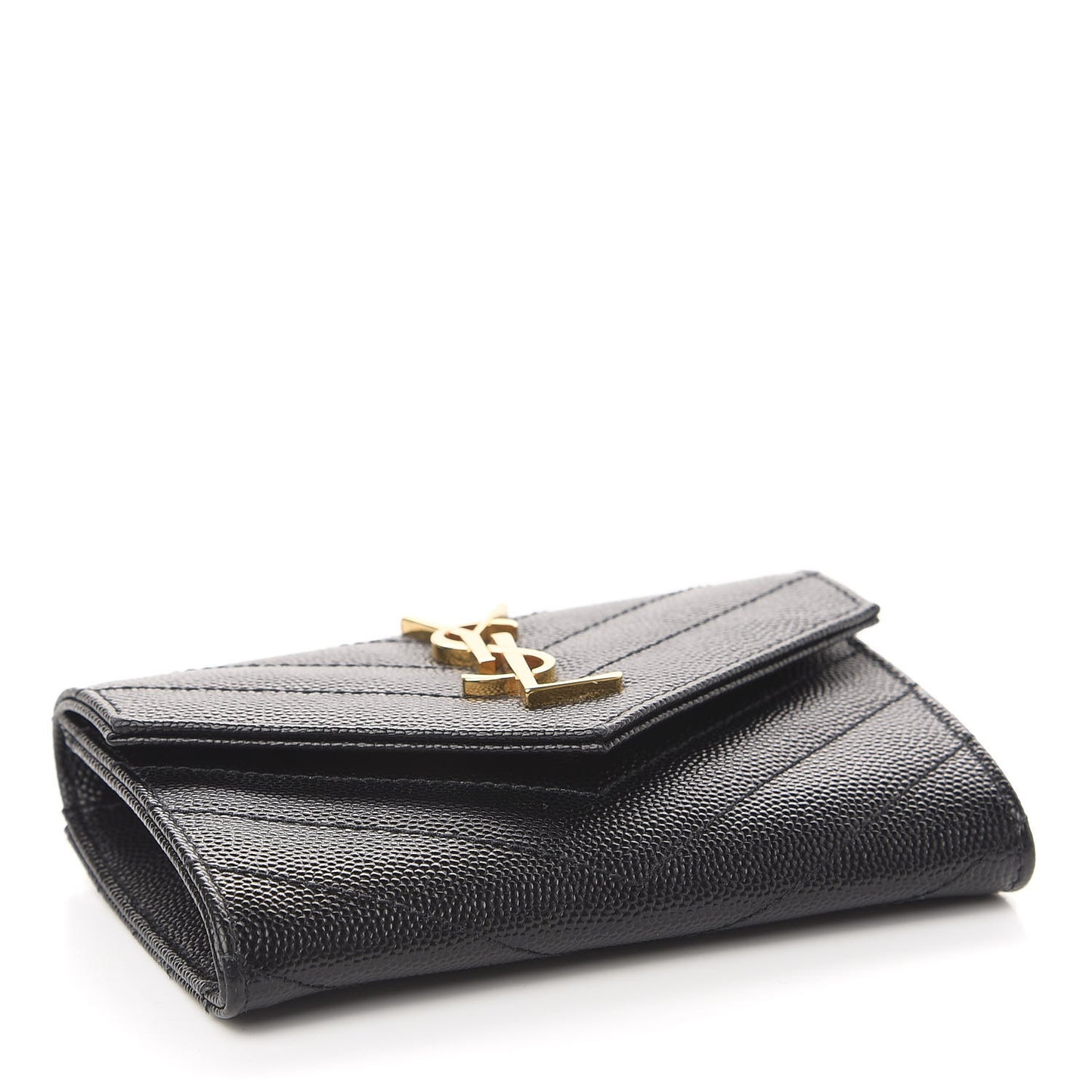 Grain De Poudre Matelasse Chevron Small Monogram Envelope Wallet Black