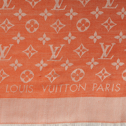 Louis Vuitton Wool Silk Monogram Denim Shawl Piment 4 of 5