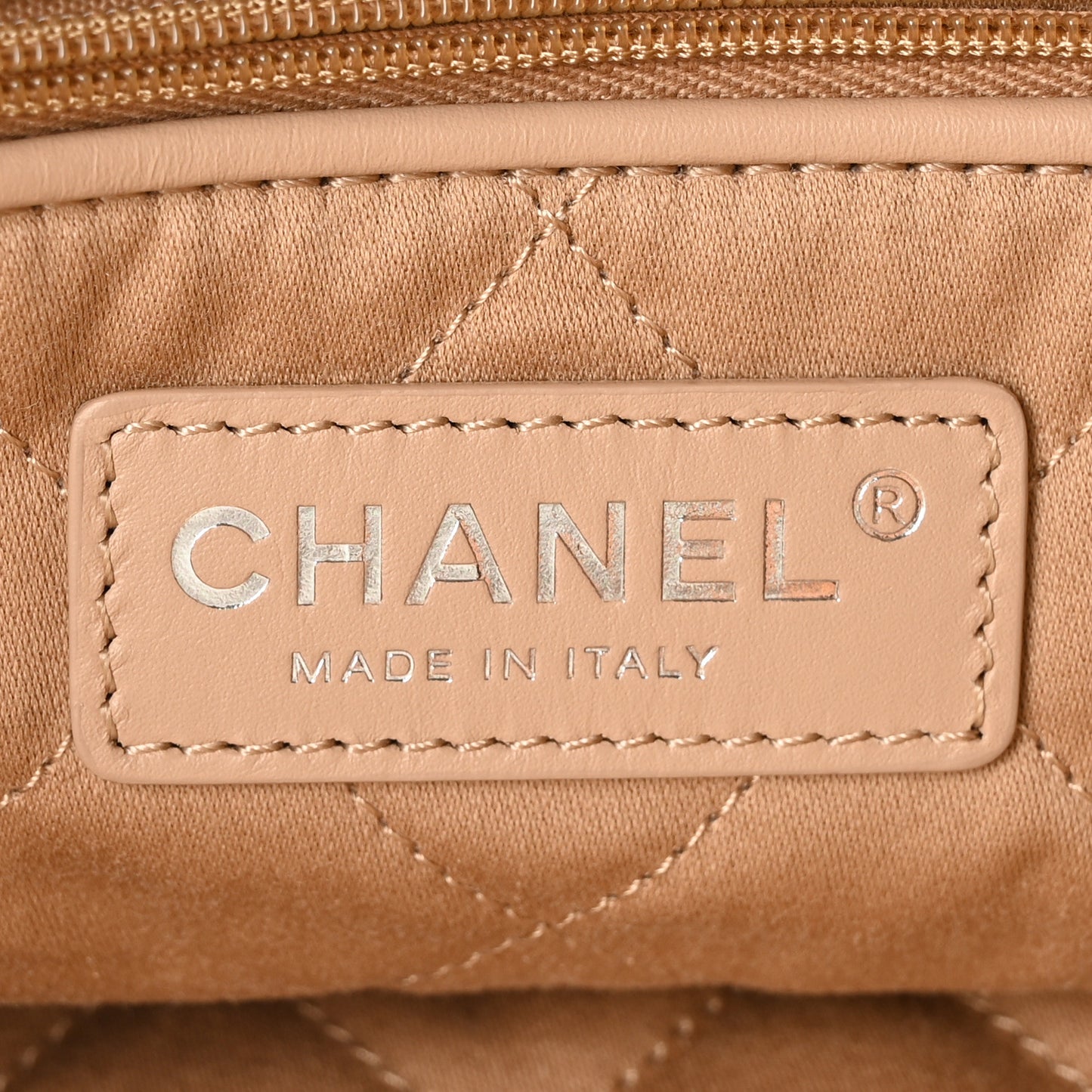 Suede Quilted Studded Small Chanel 22 Beige